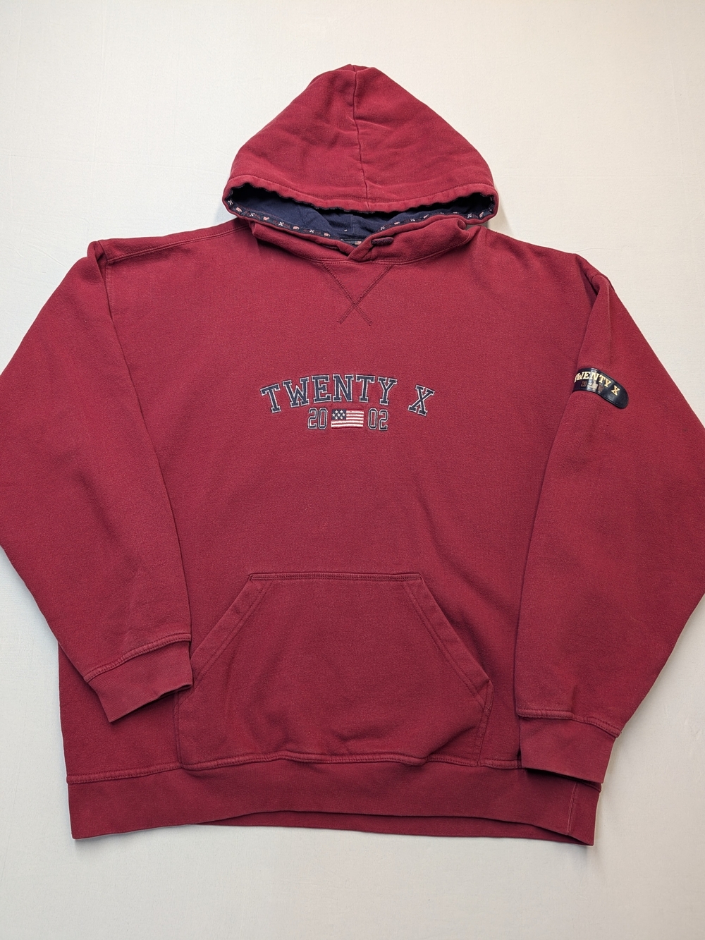Vintage Y2K Wrangler TWENTY X Burgundy Pullover Hoodie Men's Size XL Logo